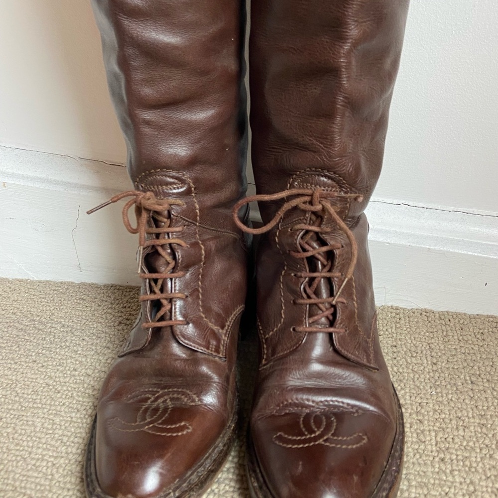 Chanel Leather Knee High Riding Boots - Picture 2 of 16